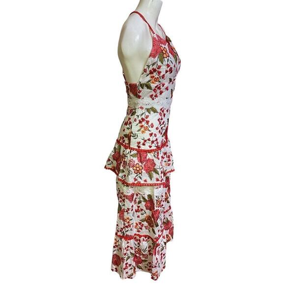 Beulah Style Tiered Rose Embroidered Maxi Dress Size S - Picture 4 of 13